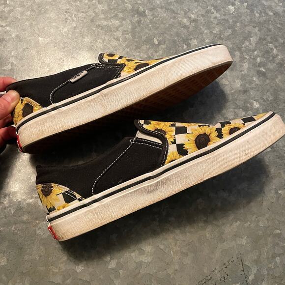 Vans Asher Sunflower Checkered Slip On Shoes Womens 8 Canvas Sneakers Indie - Picture 9 of 12